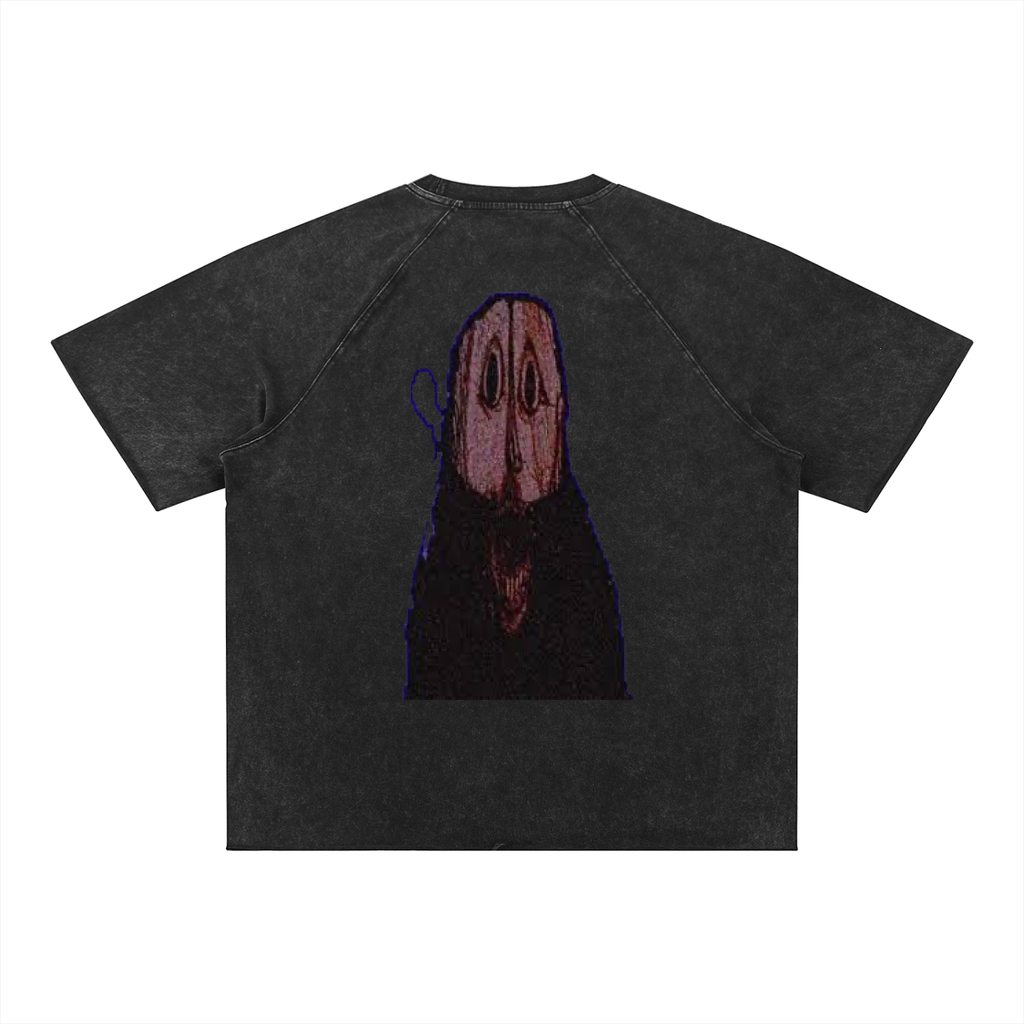 BIG FACE Unisex Mineral Wash Raw Edge T-Shirt